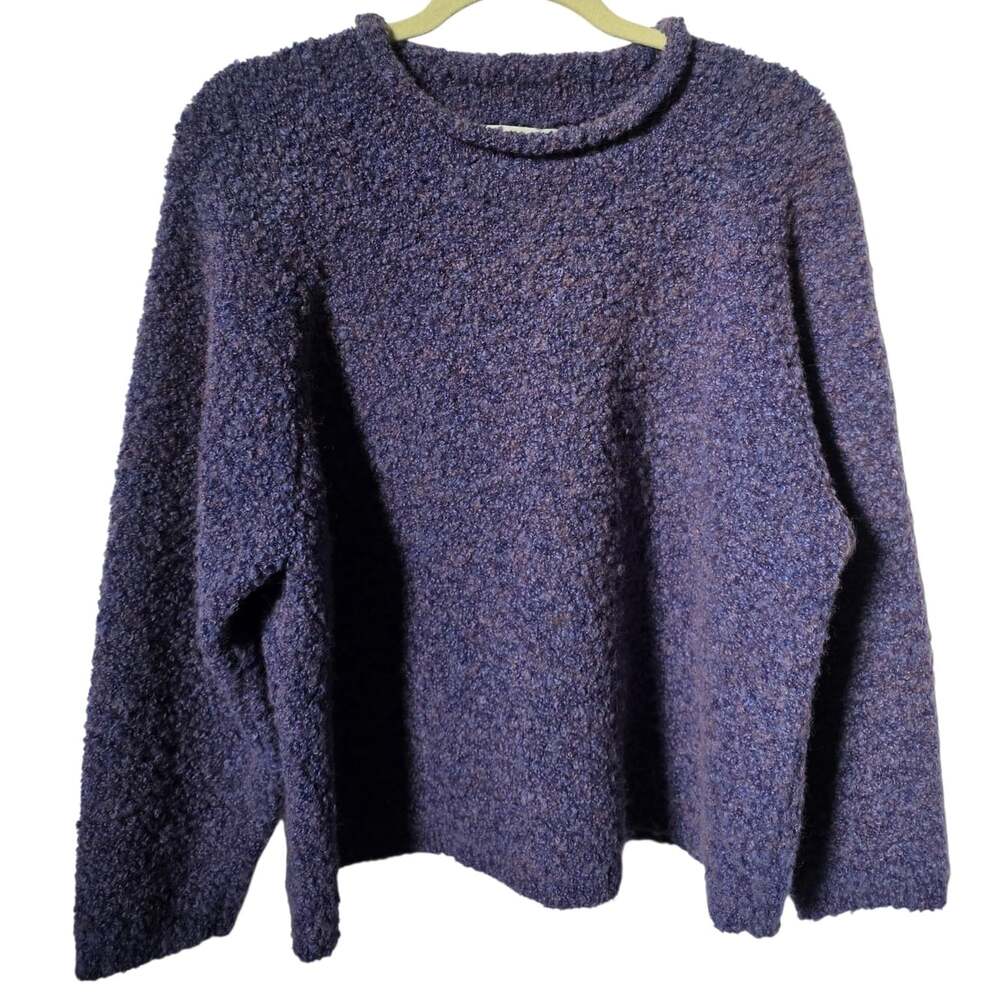 Vintage PK Elliot Textured Boucle Knit Wool Blend Womens Purple Oversized Sweate